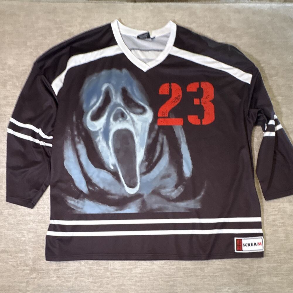 Scream movie VI Ghost Face All-Over Graphic Print Mesh V-Neck Tee Men’s 3XL